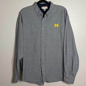 University of Michigan Checkered Button Up